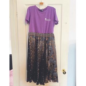 Sold One-Of-A-Kind Bohemian Snow Hop Tee Shirt Dress with asymmetrical Hem Skirt